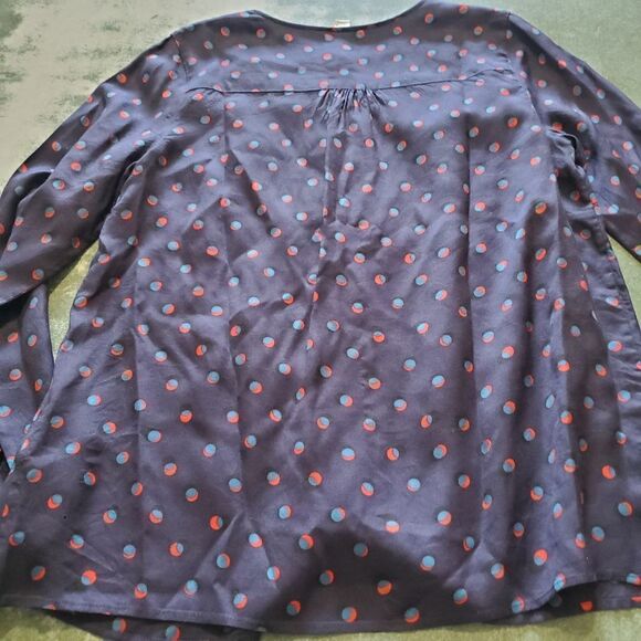 Boden Deborah ruffle blue&red blouse sz 6 - Picture 6 of 6